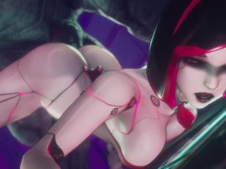 Subverse - Huge furry monster with giant dick cumshot in cyberpunk girl