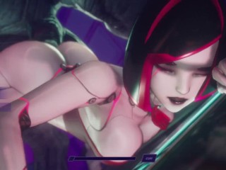 Subverse - Huge furry monster with giant dick cumshot in cyberpunk girl