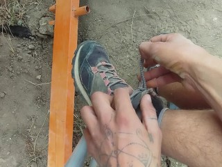 Hard Work under the sun. Can you imagine what's going on inside my shoes? Wait for my sweaty feet.