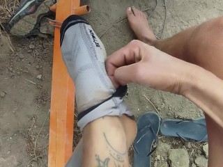 Hard Work under the sun. Can you imagine what's going on inside my shoes? Wait for my sweaty feet.