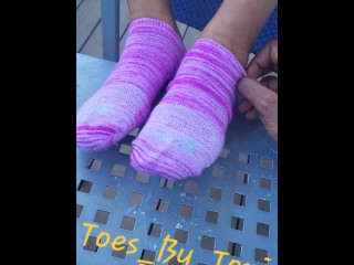 Ebony Sock removal tease