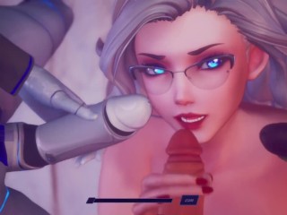 Subverse - Blonde with glasses gets triple facial, furry alien, cyber girl, ship captain