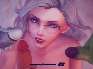 Subverse - Blonde with glasses gets triple facial, furry alien, cyber girl, ship captain