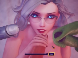 Subverse - Blonde with glasses gets triple facial, furry alien, cyber girl, ship captain