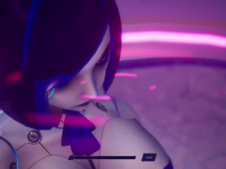 Subverse - Blonde with glasses gets triple facial, furry alien, cyber girl, ship captain