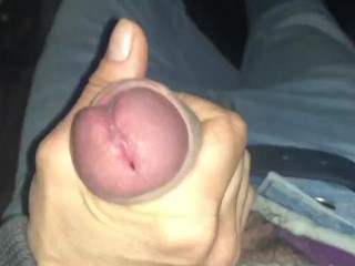 friend gives me a super handjob and spits on my cock while driving