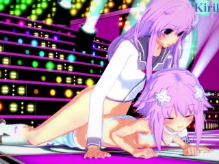 Neptune and Nepgear have intense futanari sex on stage. - Hyperdimension Neptunia Hentai