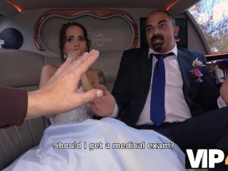 VIP4K. Bride permits husband to watch her having ass scored in limo