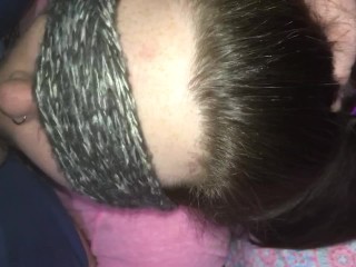 Blindfold blowjob. Cumming deep in her throat 😍🍆💦