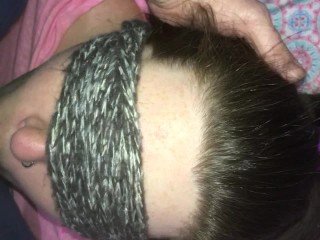 Blindfold blowjob. Cumming deep in her throat 😍🍆💦