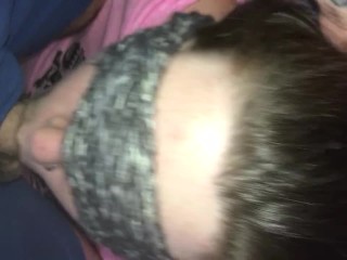 Blindfold blowjob. Cumming deep in her throat 😍🍆💦