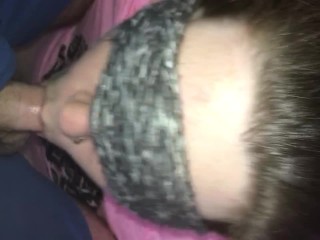 Blindfold blowjob. Cumming deep in her throat 😍🍆💦