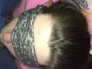 Blindfold blowjob. Cumming deep in her throat 😍🍆💦