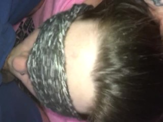 Blindfold blowjob. Cumming deep in her throat 😍🍆💦