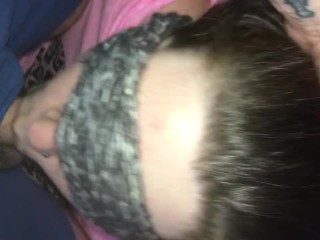 Blindfold blowjob. Cumming deep in her throat 😍🍆💦