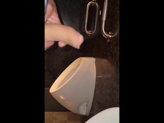 johnholmesjunior whipping out huge soft cock in public open urinal in vancouver mens bathroom