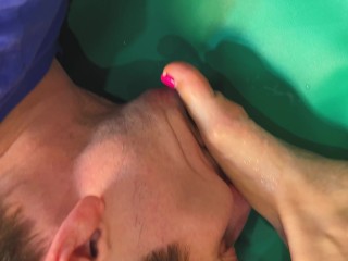 Lick my feet slave! Lick my drool off my feet!