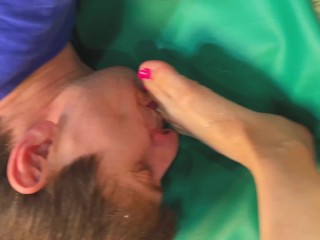 Lick my feet slave! Lick my drool off my feet!