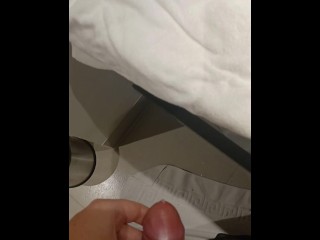 Jerking off in the hotel room bathroom while my folks are in the room 