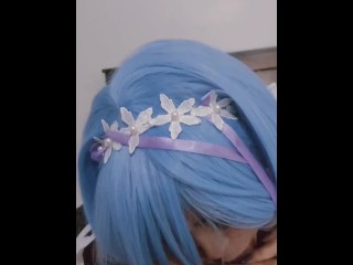 Really dirty hard blowjob by rem from re:zero cosplay