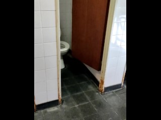 Bad girl doing a mess on public bathroom