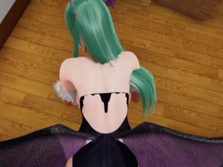 Bella Morrigan succubus from Darkstalkers gives blowjob and has cum with POV missionary