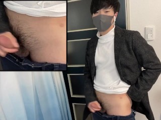 秋服ファッションで立ちながらシコシコしてみました！　オナニー動画　大量射精　素人　ノンケ　女性向け　男性向け　個人撮影