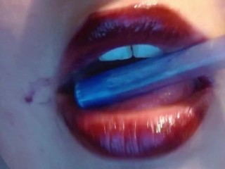 Completely Wrecked Smeared Lipstick Tease from a Pen