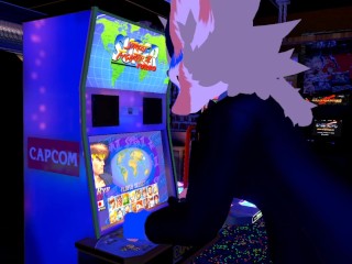 Female nardo gets pounded by massive wickerbeast in arcade