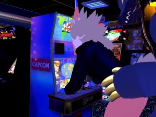 Female nardo gets pounded by massive wickerbeast in arcade