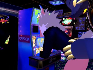 Female nardo gets pounded by massive wickerbeast in arcade