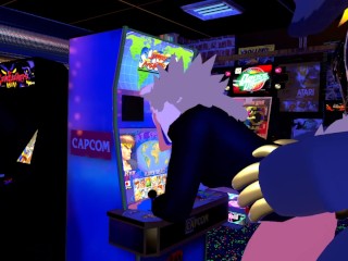 Female nardo gets pounded by massive wickerbeast in arcade