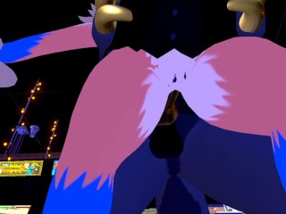 Female nardo gets pounded by massive wickerbeast in arcade