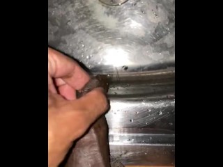 Uncut asian dick pissing to the sink hot Foreskin black asian cock with long Foreskin 