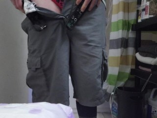 Sissy nonbianry husband put an Always Maxi pad in his panties