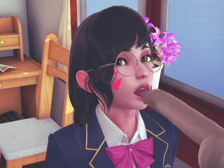 DVA schoolgirl licks your cock with her tongue and gets cum on her face