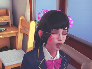 DVA schoolgirl licks your cock with her tongue and gets cum on her face