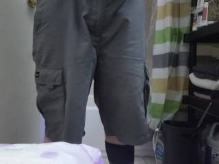 Sissy nonbianry husband puts an Always Maxi pad size 5 panty liner in his lace panties sissy trainin