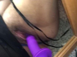 Latina Rides Dildo on Mirror to Watch as She Fucks Herself