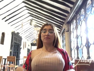 My first time flashing my tits and pussy on the street / Leela Moon