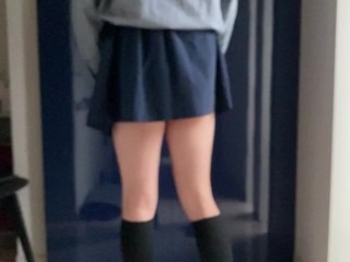 I was already wet just by slowly rolling up my skirt.