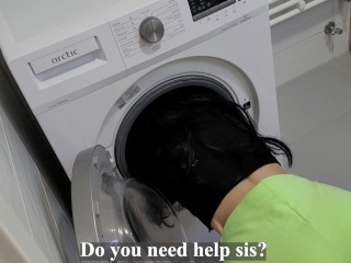 Step sister got creampie while stuck in washing machine