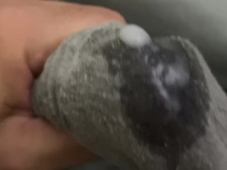 Stroking my MORNING WOOD with PRECUM and a BIG CUMSHOT in my boxers 