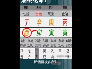 這個八字日主弱 只能以比劫代洩為用。但日主唯一的根，也就是酉，被卯所沖，造成日主無根，導致八字不穩，即使走印運，仍會被很旺的財所剋，只有走比劫運，才能有穩定的感情。 她的內心是非常不安的，