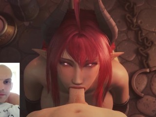 succubus demon with horns sucks big dick