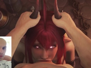 succubus demon with horns sucks big dick