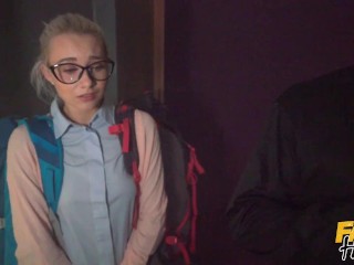 Fake Hostel - The Haunted Locker - A Halloween Special with horny teen experiencing massive cock