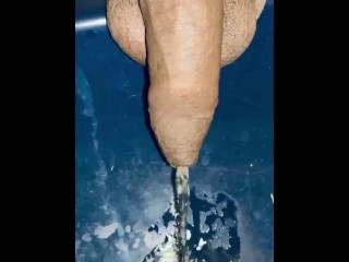  Soft dick pissing in the sink with Foreskin 