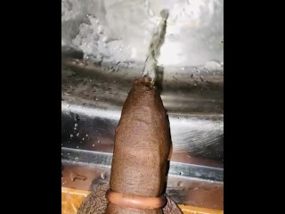 Best pissing video with a cock ring on hot Foreskin piss 