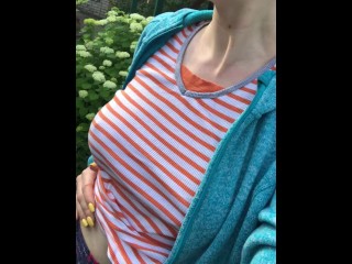 Flashing my boobs outside in public park - risky adventure spontaneous amateur video - sexy and hot